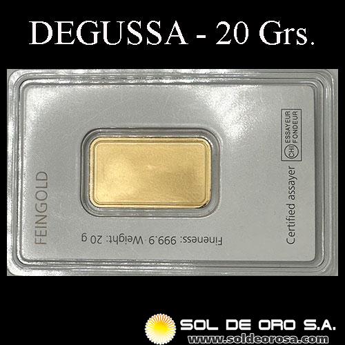 DEGUSSA - 20 GRAMOS - FEINGOLD - BARRA DE ORO 24K