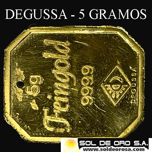 DEGUSSA - 5 GRAMOS - FEINGOLD - BARRA DE ORO 24K