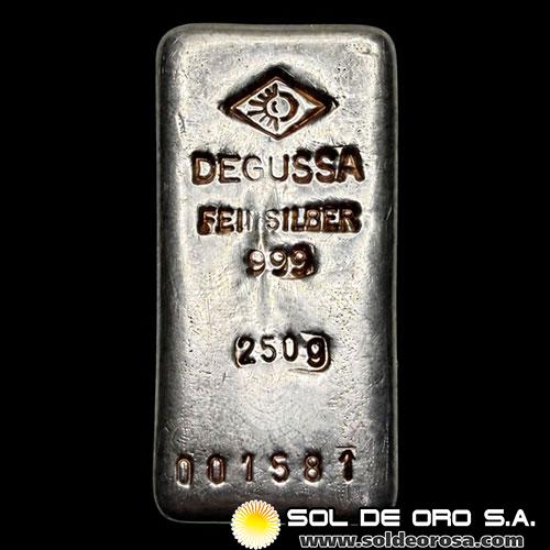 DEGUSSA - 250 GRAMOS - FEINSILVER - BARRA DE PLATA 999