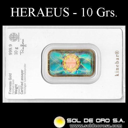 HERAEUS - 10 GRAMOS - FEINGOLD - BARRA DE ORO 24K