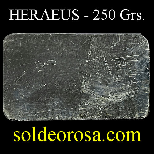 HERAEUS - FEINSILBER - PESO BRUTO: 250 gramos - BARRA DE PLATA 999