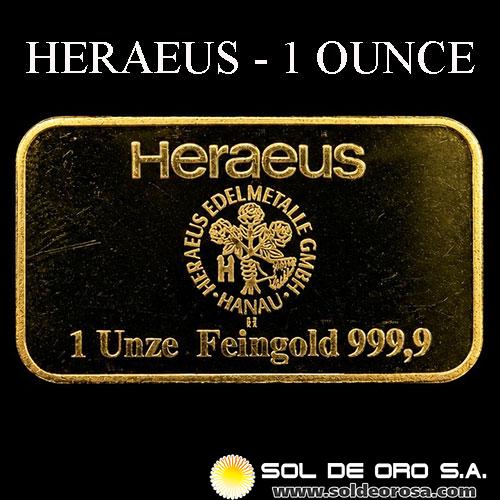 HERAEUS -1 OUNCE - FEINGOLD - BARRA DE ORO 24K