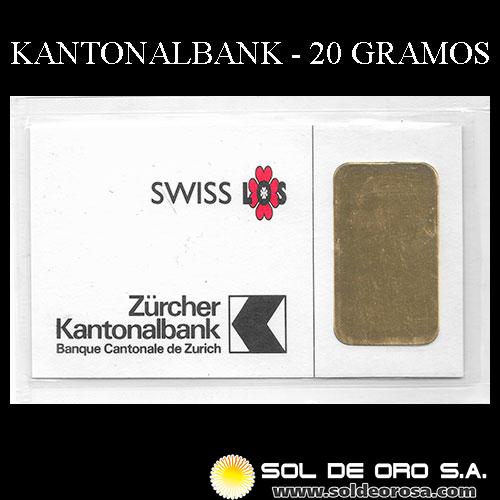 KANTONALBANK - 20 GRAMOS - FEINGOLD - BARRA DE ORO 24K