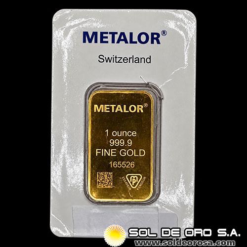 METALOR - RESPONSIBLE REFINING - 1 OUNCE - BARRA DE ORO 24K
