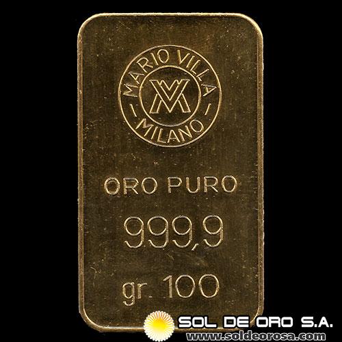 BANCO VILLA - MILANO - 100 GRAMOS - BARRA DE ORO 24K