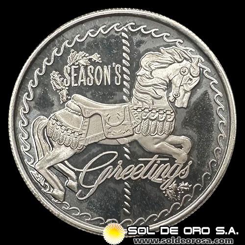 ONZAS DE PLATA PURA - SEASONS GREETINGS 1991 - 1 OUNCE