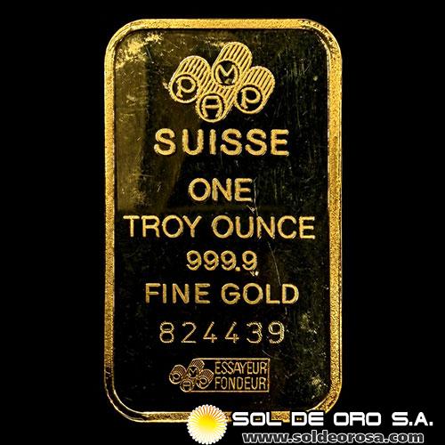 PAMP - SWISS MADE - 1 OUNCE - BARRA DE ORO 24K
