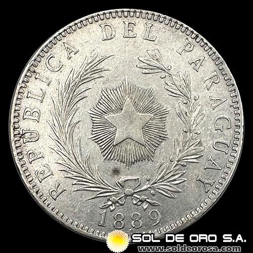 REPUBLICA DEL PARAGUAY - 1 PESO, 1889 - PATACON - PRIMERA MONEDA DE PLATA DEL PARAGUAY