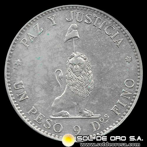 REPUBLICA DEL PARAGUAY - 1 PESO, 1889 - PATACON - PRIMERA MONEDA DE PLATA DEL PARAGUAY