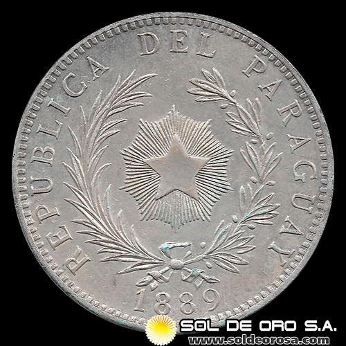 REPUBLICA DEL PARAGUAY - 1 PESO, 1889 - PATACON - PRIMERA MONEDA DE PLATA DEL PARAGUAY