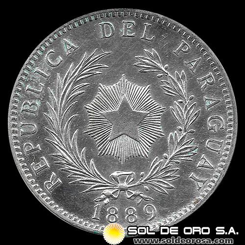 REPUBLICA DEL PARAGUAY - 1 PESO, 1889 - PATACON - PRIMERA MONEDA DE PLATA DEL PARAGUAY