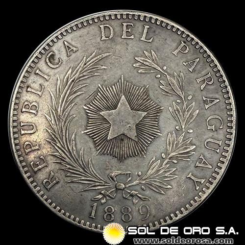 REPUBLICA DEL PARAGUAY - 1 PESO, 1889 - PATACON - PRIMERA MONEDA DE PLATA DEL PARAGUAY
