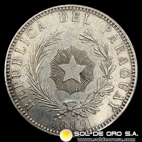 	REPUBLICA DEL PARAGUAY - 1 PESO, 1889 - PATACON - PRIMERA MONEDA DE PLATA DEL PARAGUAY