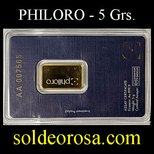 PHILORO - 5 GRAMOS - FEINGOLD - BARRA DE ORO 24K