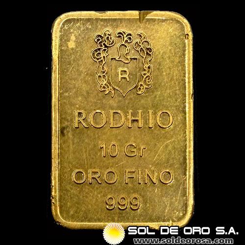 RODHIO - BLUE MOON REFINING - 10 GRAMOS - BARRA DE ORO 24K