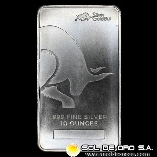 SILVER GOLD BULL - 10 OUNCES - BARRA DE PLATA 999