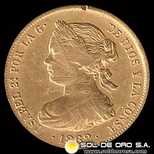 REINO DE LAS ESPAÑAS - ISABEL SEGUNDA - 100 REALES, 1862 - MONEDA DE ORO
