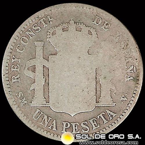 NA2 - ESPANHA - 1 PESETA - 1905 SM - V - ALFONSO XIII REY - MONEDA DE PLATA