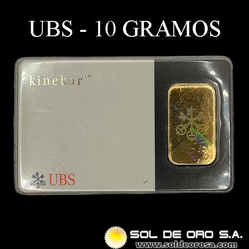 UBS - UNION BANK OF SWITZERLAND - 10 GRAMOS - BARRA DE ORO 999