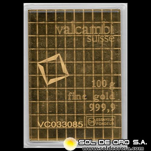 VALCAMBI SUISSE - 100 GRAMOS - COMBIBAR DE ORO 24K