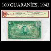 Billetes 1943 5- 100 Guaran�es