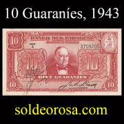 Billetes 1943 3- 10 Guaranies