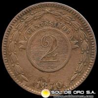 NUMIS - MONEDA DEL PARAGUAY - 2 CENTESIMOS - 1870 - MONEDA DE COBRE