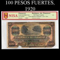 NUMIS - BILLETES DEL PARAGUAY - 1920 - CIEN PESOS FUERTES (MC178.b) - FIRMAS: MARIANO MORESCHI - LUIS RIART - OFICINA DE CAMBIOS