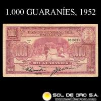 NUMIS - BILLETES DEL PARAGUAY - 1952 - MIL GUARANIES (MC209.c2) - FIRMAS: PEDRO CHAMORRO - GUSTAVO STORM - CON HILO DE SEGURIDAD - BANCO CENTRAL DEL PARAGUAY
