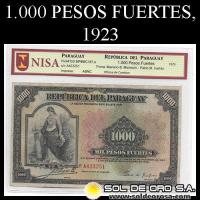 NUMIS - BILLETES DEL PARAGUAY - 1923 - MIL PESOS FUERTES (MC187.e) - FIRMAS: MARIANO B. MORESCHI - PABLO M. INSFRAN - OFICINA DE CAMBIOS