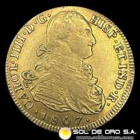 COLOMBIA - 8 ESCUDOS, 1807 - CAROLUS IIII - CECA POPAYAN - MONEDA COLONIAL DE ORO