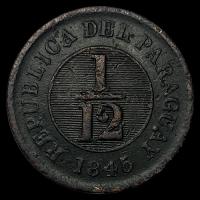 NUMIS - REPUBLICA DEL PARAGUAY - 1/12AVO - 1845 - MONEDA DE COBRE