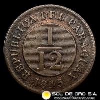 NUMIS - REPUBLICA DEL PARAGUAY - 1/12AVO - 1845 - MONEDA DE COBRE