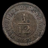 NUMIS - REPUBLICA DEL PARAGUAY - 1/12AVO - 1845 - MONEDA DE COBRE