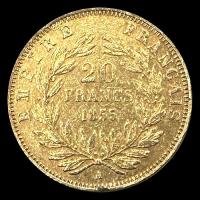 FRANCIA - EMPIRE FRANCAIS - NAPOLEON III - 20 FRANCOS, 1855 - MONEDA DE ORO