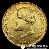 BRASIL - 10.000 REIS, 1856 - PEDRO II - MONEDA DE ORO