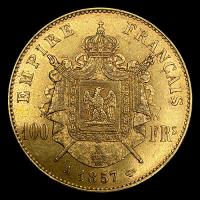 FRANCIA - EMPIRE FRANCAIS - 100 FRANCS, 1857 - NAPOLEON III - MONEDA DE ORO
