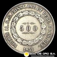 NA1 - BRASIL - 500 REIS, 1857 - PEDRO II - MONEDA DE PLATA