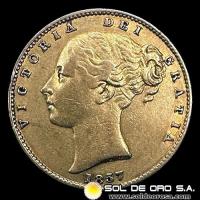 INGLATERRA - SOVEREIGN, LIBRA INGLESA (VICTORIA JOVEN), 1857 - MONEDA DE ORO