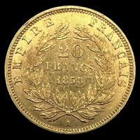 FRANCIA - EMPIRE FRANCAIS - 20 FRANCOS, 1858 - NAPOLEON III - MONEDA DE ORO