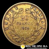 FRANCIA - EMPIRE FRANCAIS - NAPOLEON III - 20 FRANCOS, 1859 - MONEDA DE ORO