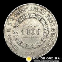 NA2 - BRASIL - 1.000 REIS - 1861 -  PEDRO II - MONEDA DE PLATA