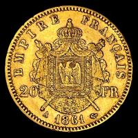 FRANCIA - EMPIRE FRANCAIS - NAPOLEON III - 20 FRANCOS, 1861 - MONEDA DE ORO