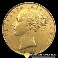 INGLATERRA - SOVEREIGN, LIBRA INGLESA (VICTORIA - JOVEN), 1861 - MONEDA DE ORO