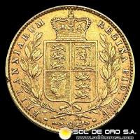 INGLATERRA - SOVEREIGN, LIBRA INGLESA (VICTORIA JOVEN), 1862 - MONEDA DE ORO