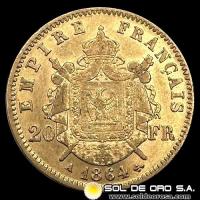 FRANCIA - EMPIRE FRANCAIS - NAPOLEON III - 20 FRANCOS, 1864 - MONEDA DE ORO