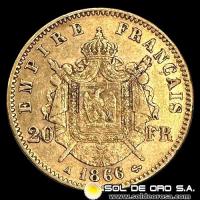 FRANCIA - EMPIRE FRANCAIS - NAPOLEON III - 20 FRANCOS, 1866 - MONEDA DE ORO