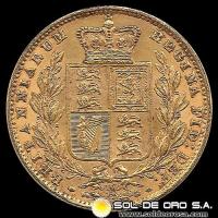 INGLATERRA - SOVEREIGN, LIBRA INGLESA (VICTORIA JOVEN), 1866 - MONEDA DE ORO