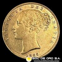 INGLATERRA - SOVEREIGN, LIBRA INGLESA (VICTORIA JOVEN), 1866 - MONEDA DE ORO