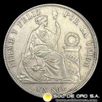 NA4 - REPUBLICA PERUANA - 1 SOL, 1867 - MONEDA DE PLATA